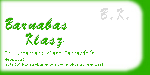 barnabas klasz business card